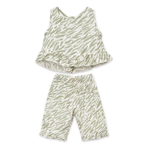 Play Up Baby Zebra Print Sleeveless Woven Top & Pants Set ~ Sage