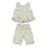 Play Up Baby Zebra Print Sleeveless Woven Top & Pants Set ~ Sage