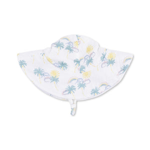 Angel Dear Wide Brim Muslin Sunhat ~ Palm Trees & Rainbows