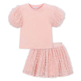 Mayoral Girls s/s Top w/ Tulle Sleeves & Tulle Skirt Set ~ Blossom