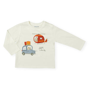 Mayoral Baby Boy "Hurry Up"  l/s T-Shirt ~ Cream