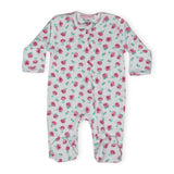 Baby Steps Zip Footie ~ Ditsy Rose/White