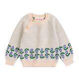 Bobo Choses Baby Stamp Bloom Jacquard Knit Sweater & Pants Set ~ Off-White