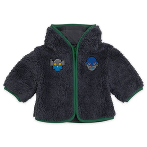 Stella McCartney Baby Boy Sherpa Jacket w/ Robot Patches ~ Dark Grey/Green
