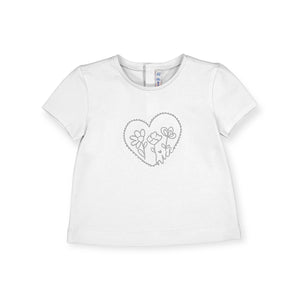Mayoral Baby Girl Heart Graphic s/s T-Shirt ~ White
