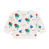 Petit Bateau Baby Bel Ete Print Sweatshirt & Gauze Pants Set ~ Cream Multi/Green