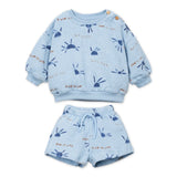 Play Up Baby Sun Print Sweatshirt & Sweatshorts Set ~ Light Blue