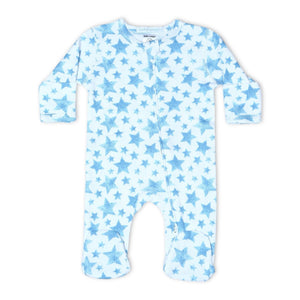 Baby Steps Zip Footie ~ Soft Blue Stars