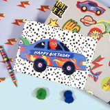 Eleanor Bowmer Racing Car Shaped Birthday Card