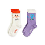 Mini Rodini Baby Heart w/ Shoes 2pk Socks ~ White/Purple