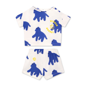 Wynken Baby Mini Bon Bon Dog Print Tee & Shorts Set ~ White/Artist Blue