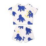 Wynken Baby Mini Bon Bon Dog Print Tee & Shorts Set ~ White/Artist Blue