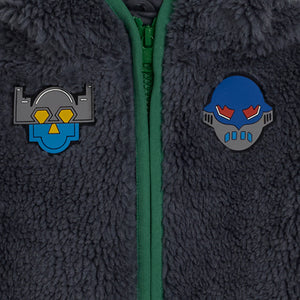 Stella McCartney Baby Boy Sherpa Jacket w/ Robot Patches ~ Dark Grey/Green