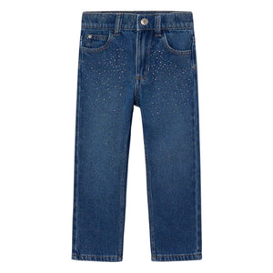 Mayoral Girls Crystal Embellished Denim Pants ~ Medium Wash
