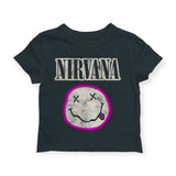 Rowdy Sprout Baby Girl Nirvana Smiley s/s Fitted Tee ~ Black Sands
