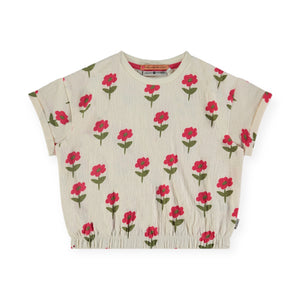 Babyface Girls Printed Top & Skirt Set ~ Flowers/Off-White