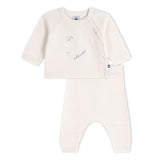 Petit Bateau Knit Whale Sweater & Pants Set ~ White