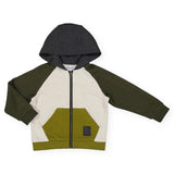 Mayoral Boys Color Block Zip Hoodie ~ Moss