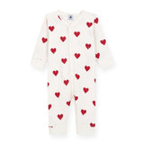 Petit Bateau Font Snap Heart Print Romper ~ White/Red