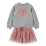 Mayoral Girls Bow Sweatshirt & Tulle Skirt Set ~ Makeup