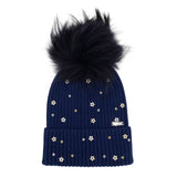 Bari Lynn Multi Star Charm Hat w/ Fur Pom
