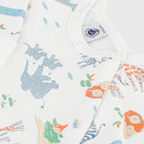 Petit Bateau Side Zip Animal Print Footie ~ White Multi