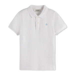 Scotch & Soda Boys Garment-Dyed Pique Polo ~ Bright White