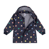 Petit Bateau Baby Multi Heart Print Hooded Rain Jacket ~ Navy Multi