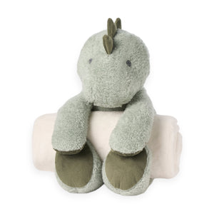 Elegant Baby Bedtime Huggie Blanket w/ Plush Toy ~ Dinosaur