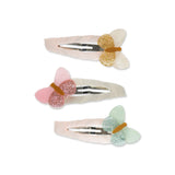 Lilies & Roses Shimmer Butterflies Fabric Covered Snap Hair Clips