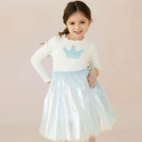 Petite Hailey Crown Pearl Tutu Dress ~ Blue