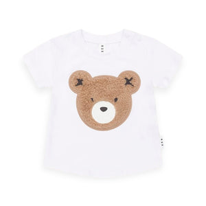Huxbaby Furry Huxbear T-Shirt & Dreamy Denim Shorts Set ~ White/Blue