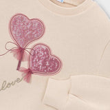 Mayoral Girls Sequin Embellished Sweatshirt ~ Light Khaki