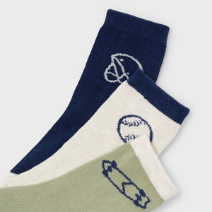 Mayoral Boys Socks Set of 3 ~ Sports/Pistachio
