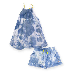 Appaman Girls Sanibel Tank & Natalie Ruffle Shorts Set ~ Blue Bleach