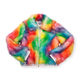 MIA New York Shaggy Faux Fur Tie Dye Jacket ~ Neon
