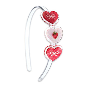 Lilies & Roses Pink & Red Pearlized Strawberry & Hearts Headband