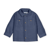 Mayoral Baby Boy Ribbed Velour Button Down Shirt ~ Blue