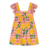 Stella McCartney Girls Sleeveless Sunflower Striped Dress w/ Frill ~ Pink Multi