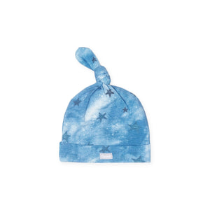 Coccoli Modal Printed Knotted Hat ~ Stars/Denim Blue