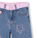 Billieblush Wide Leg Jaquard Denim Pants