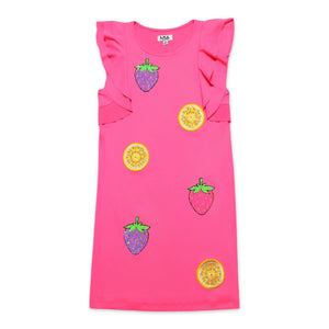MIA New York Flutter Sleeve Fruit Dress ~ Coral