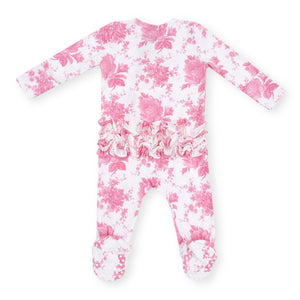 Angel Dear 2 Way Zipper Ruffle Footie ~ Vintage Pink Roses