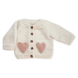 The Blueberry Hill Knit Heart Cardigan ~ Cream/Blush