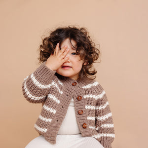 The Blueberry Hill Knit Stripe Cardigan ~ Tan