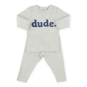 Oh Baby! Dude 2pc Set ~ Heather Grey/Denim