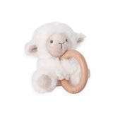 Elegant Baby Plush Lamb Wooden Ring Rattle