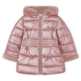 Mayoral Girls Metallic Faux Fur Puffer Coat ~ Crystal