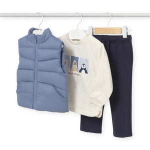 Mayoral Baby Boy Sweatshirt, Pants & Puffer Vest Set ~ Iceberg
