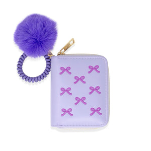 Tiny Treats 3D Bow Pom Pom Zip Wallet
